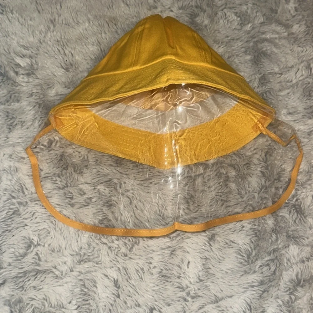 Kids Yellow Floppy Bucket Hat with Face Shield NEW!